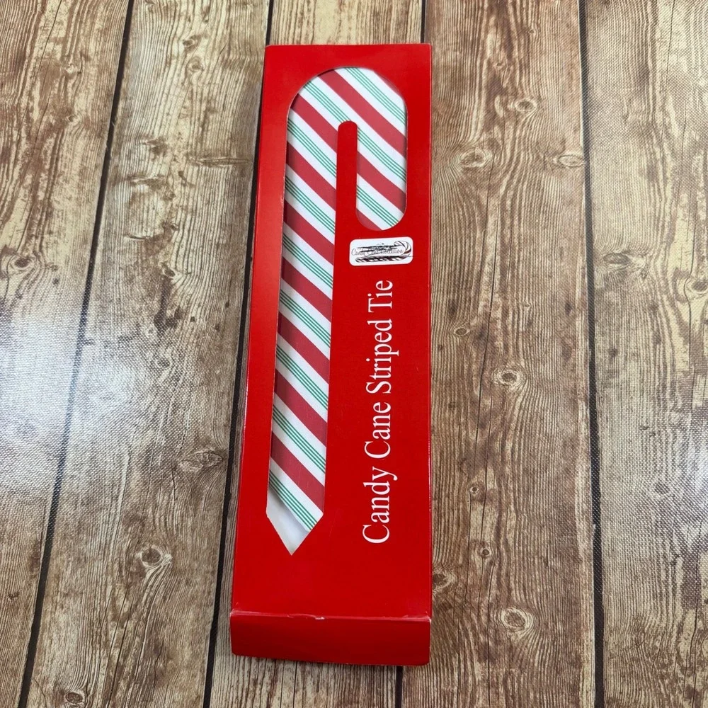 Candy Cane Collection Striped Necktie Mens One Size Red White Green Holiday